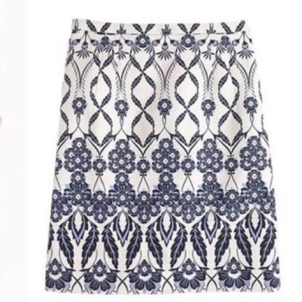 J. Crew Trellis blue and white floral skirt 6 NWOT